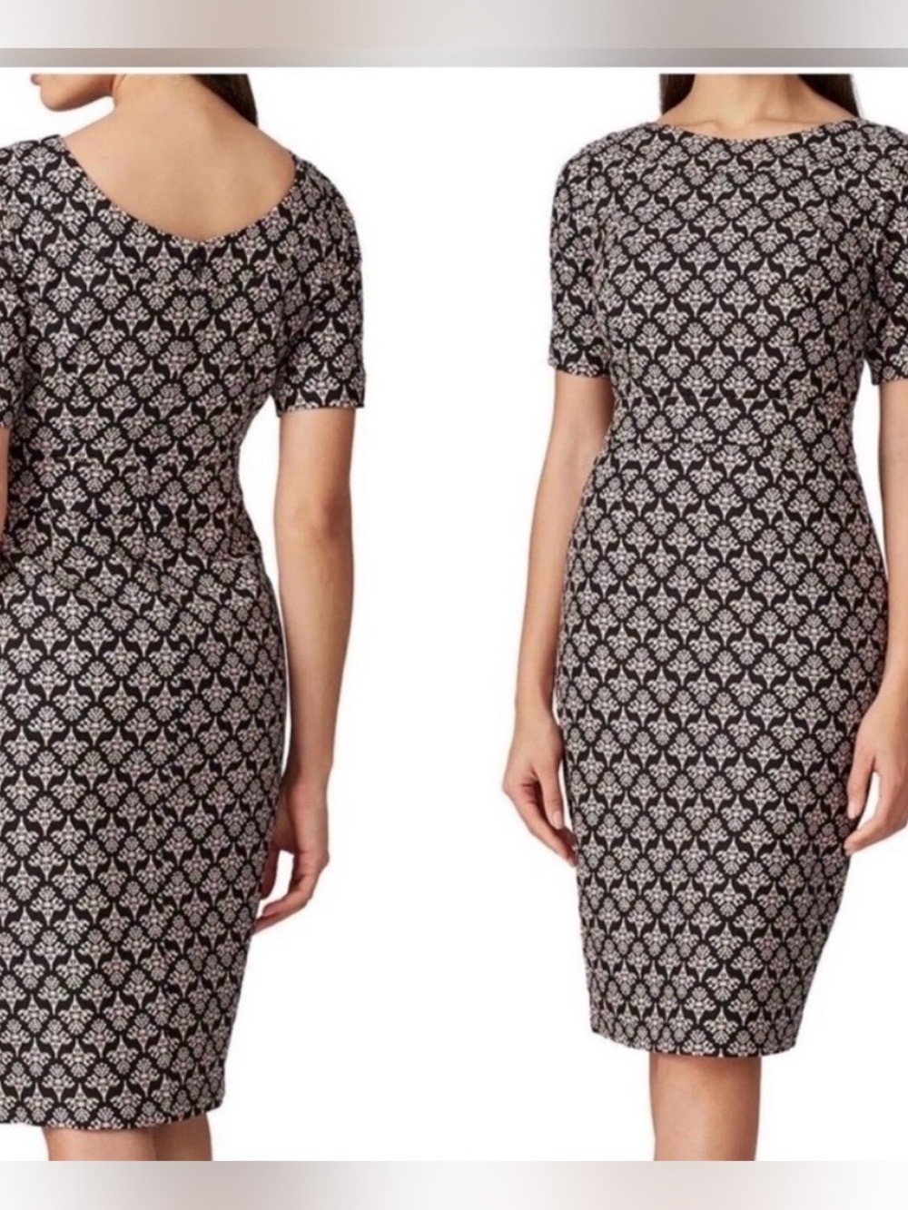 Boden textured Black & soft pink Sheath Dress